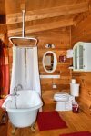 Holly Hill Ocoee River area cabin rental- master bath with claw foot tub